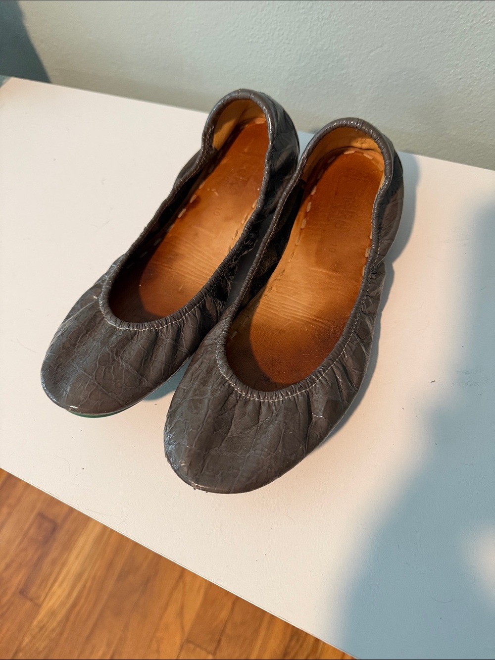Tieks Slate Grey Croc Embossed Ballet Flats